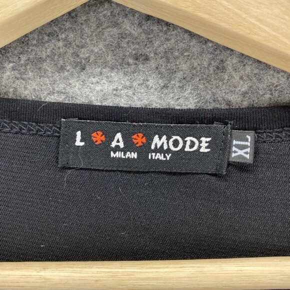 La Mode Top Women XL Black Tunic Party Beaded Embellished Long Sleeve Crew Neck - Picture 6 of 10